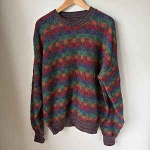 Vintage Unbranded Men's Pullover Sweater Size XL Unique Colorful Checkered
